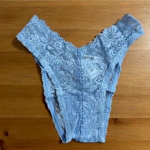 PINK by Victoria’s Secret wink v front brazilian lace panty in light blue